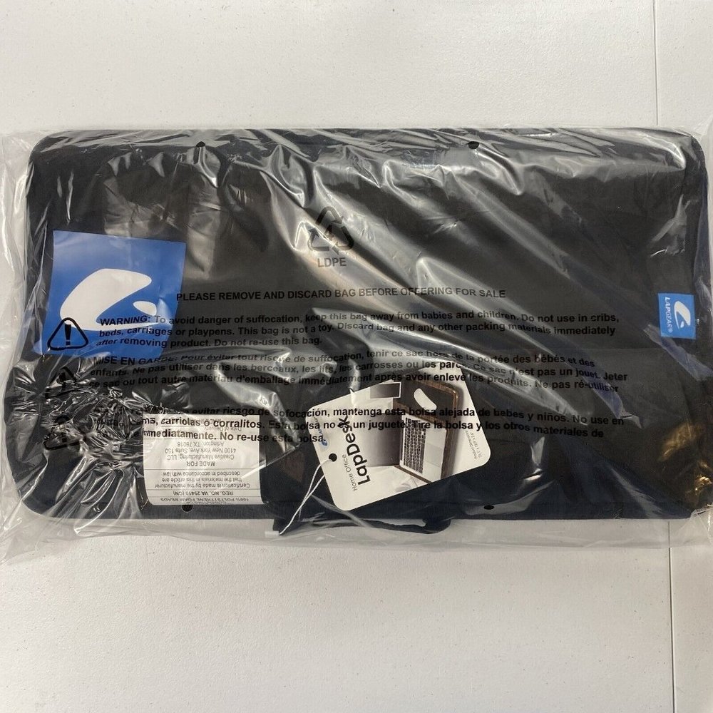 LapGear Home Office 21.1"" x 12"" PVC/Polystyrene Lap Desk Marble/Black (91501)